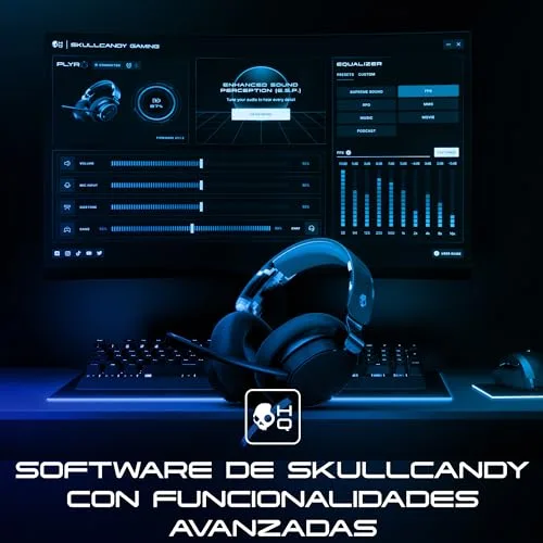 Skullcandy ▫️ Auscultadores SLYR Pro, tipo over-ear, multiplataforma com fio para jogos, com Enhanced Sound Perception, microfone com IA, compatíveis com Xbox, PlayStation e PC - Azul 6