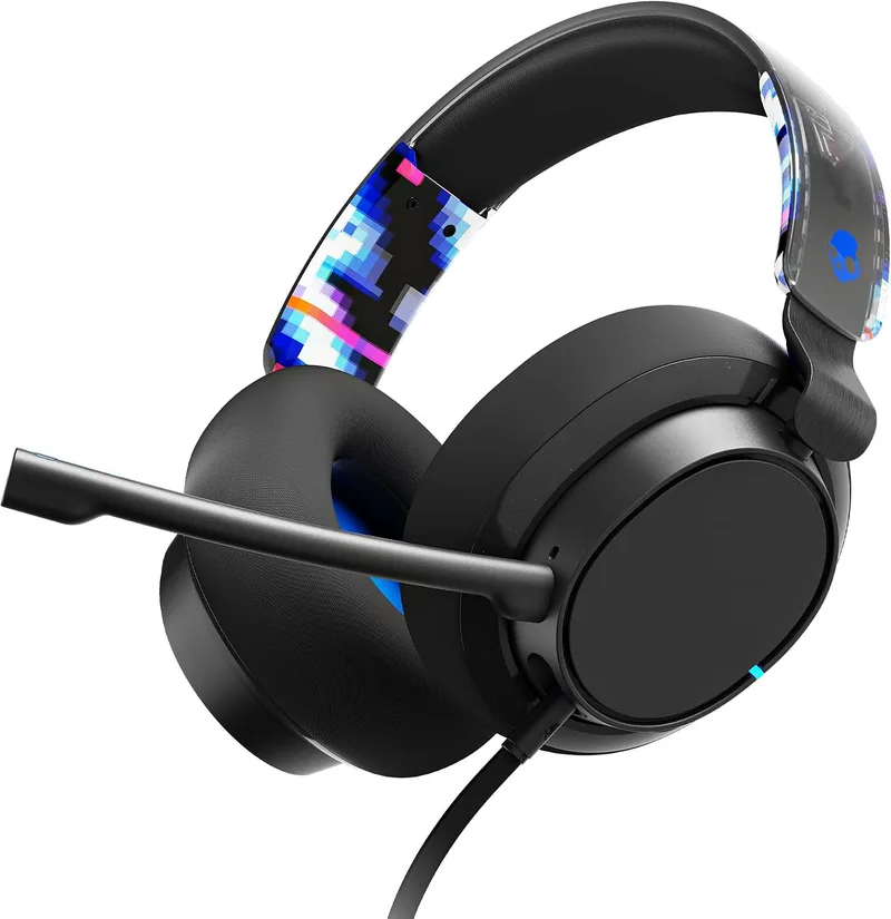 Skullcandy ▫️ Auscultadores SLYR Pro, tipo over-ear, multiplataforma com fio para jogos, com Enhanced Sound Perception, microfone com IA, compatíveis com Xbox, PlayStation e PC - Azul