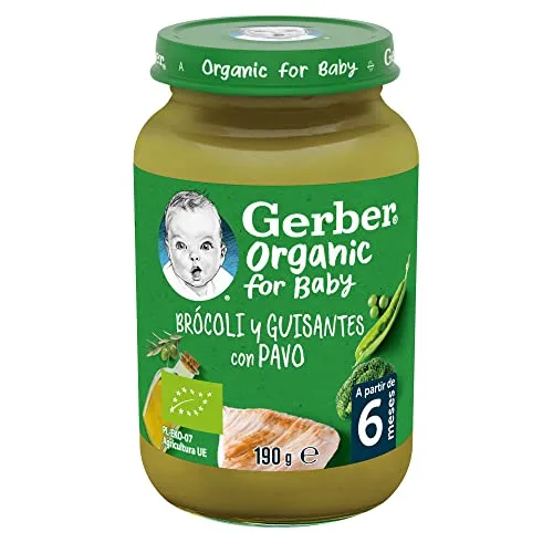 Gerber ▫️ Purés de Brócolos, Ervilhas e Peru +6 meses 6x190 g 2
