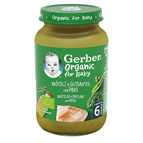 Gerber ▫️ Purés de Brócolos, Ervilhas e Peru +6 meses 6x190 g 6