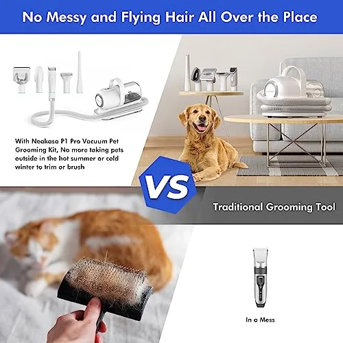 Neakasa ▫️ Máquina de cortar pêlo para cães e gatos com aspirador de pêlo de animais de estimação, 99% de sucção de pêlo, máquina silenciosa, 5 acessórios de beleza - escovas para cães e gatos 3