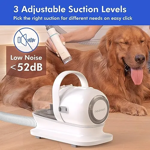Neakasa ▫️ Máquina de cortar pêlo para cães e gatos com aspirador de pêlo de animais de estimação, 99% de sucção de pêlo, máquina silenciosa, 5 acessórios de beleza - escovas para cães e gatos 4