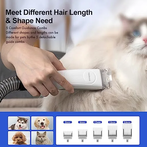 Neakasa ▫️ Máquina de cortar pêlo para cães e gatos com aspirador de pêlo de animais de estimação, 99% de sucção de pêlo, máquina silenciosa, 5 acessórios de beleza - escovas para cães e gatos 5