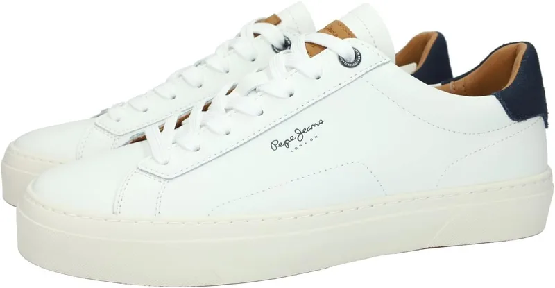 Pepe Jeans ▫️ PMS30930 Ténis para homem, na cor branca, confortáveis, com atacadores e sola de borracha antiderrapante cosida – Ténis para homem