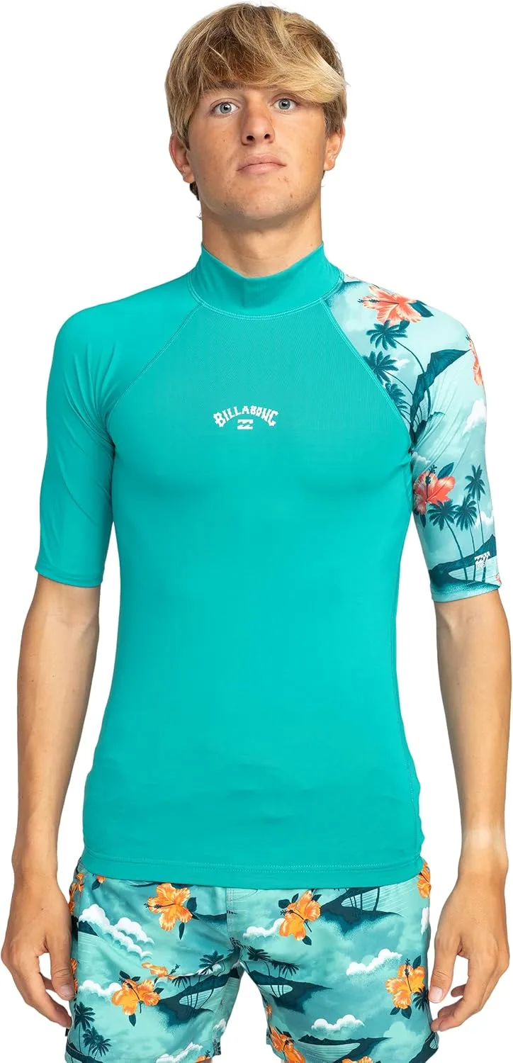 Billabong ▫️ Protetor de erupção de manga curta Contrast Allover para homem
