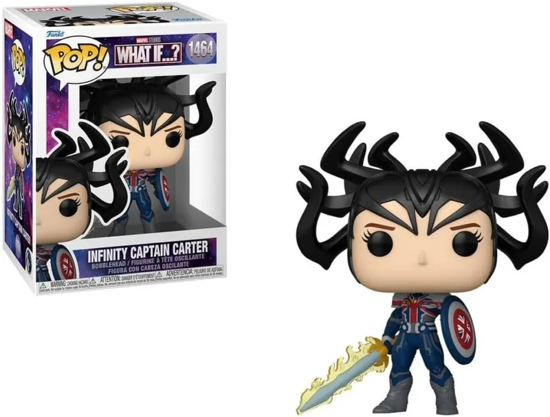 Funko ▫️ Pop! Vinyl: Marvel - What If - Infinity Captain Carter - Figuras em miniatura colecionáveis para exposição - Ideia para presente - Produtos oficiais - Brinquedos para crianças e adultos