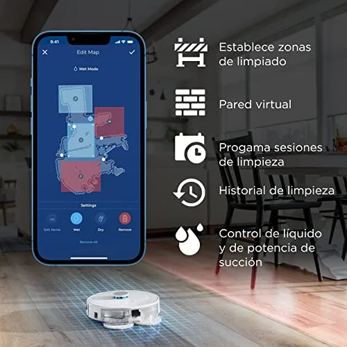 Bissell ▫️ SpinWave R5 | Robô aspirador com esfregona | Navegação LIDAR | Detecção de tapetes e alcatifas | Aspiração potente até 2000 Pa | Aspirador sem fio | 61 dB | Branco | 3475 N 3