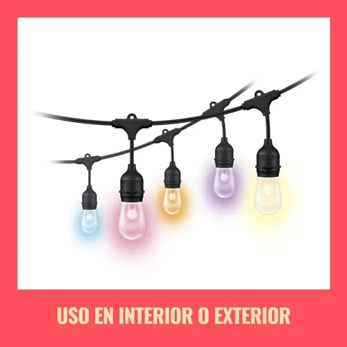 WiZ ▫️ Guirlanda de lâmpadas LED inteligentes, luz branca e 16 milhões de cores, 15 m e 12 lâmpadas, Wi-Fi, compatível com Matter, com tecnologia SpaceSense e compatível com Alexa e Google Home, classificação IP65 5