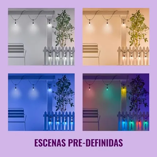 WiZ ▫️ Guirlanda de lâmpadas LED inteligentes, luz branca e 16 milhões de cores, 15 m e 12 lâmpadas, Wi-Fi, compatível com Matter, com tecnologia SpaceSense e compatível com Alexa e Google Home, classificação IP65 6