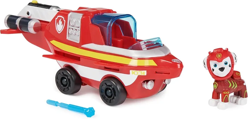 Paw Patrol ▫️ CANNA PATRILLA - AQUA PUPS - FIGURA DE ACÇÃO CANNA PATRILLA - Veículo golfinho transformável Marshall com figura de ação colecionável - 6066139 - Brinquedos para crianças a partir dos 3 anos