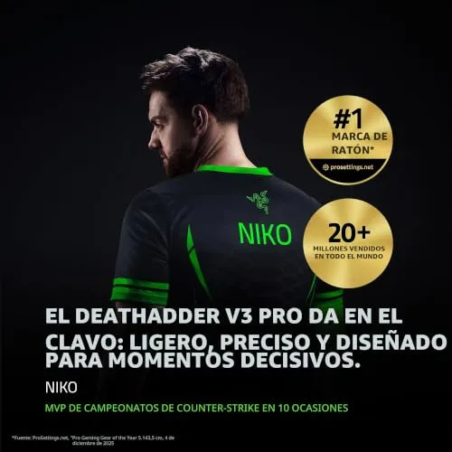 Razer ▫️ DeathAdder V3 Pro - Rato sem fios leve e ergonómico para desportos eletrónicos (63 gramas, sensor ótico Focus Pro 30K, interruptores Gen-3, Hyperspeed Wireless) Preto 3