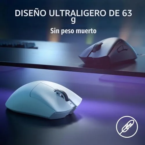 Razer ▫️ DeathAdder V3 Pro - Rato sem fios leve e ergonómico para desportos eletrónicos (63 gramas, sensor ótico Focus Pro 30K, interruptores Gen-3, Hyperspeed Wireless) Preto 5