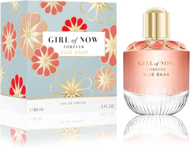 Elie Saab ▫️ Girl of Now Forever 90 ml - Eau de Parfum para mulher - Fragrância floral frutada - Notas efervescentes de framboesa, citrinos, rosa, flor de amendoeira e patchouli - Frasco de cristal transparente