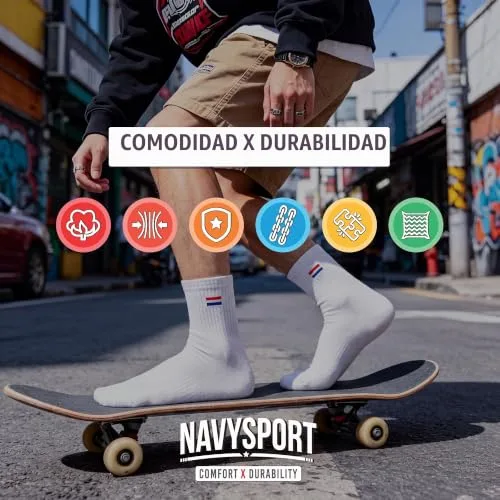 NAVYSPORT ▫️ 6 pares de meias desportivas curtas para homem, em algodão (multicoloridas) 5