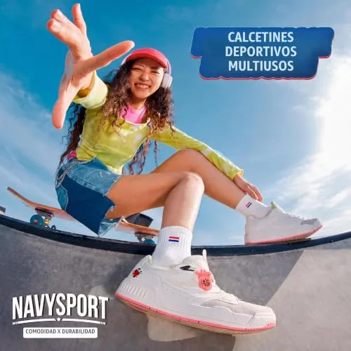 NAVYSPORT ▫️ 6 pares de meias desportivas curtas para homem, em algodão (multicoloridas) 7