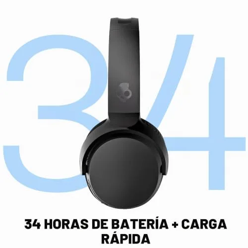 Skullcandy ▫️ Auscultadores sem fios Riff 2 On-Ear, 34 horas de autonomia, microfone, compatíveis com iPhone, Android e dispositivos Bluetooth - Preto 2