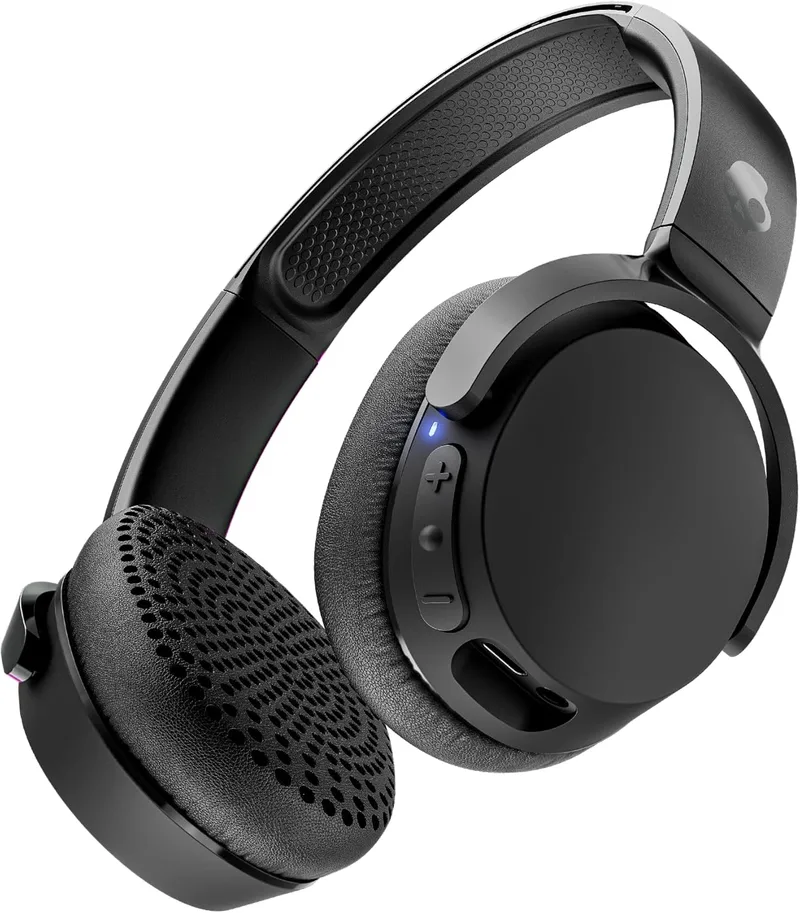 Skullcandy ▫️ Auscultadores sem fios Riff 2 On-Ear, 34 h de autonomia, microfone, compatíveis com iPhone, Android e dispositivos Bluetooth - Preto