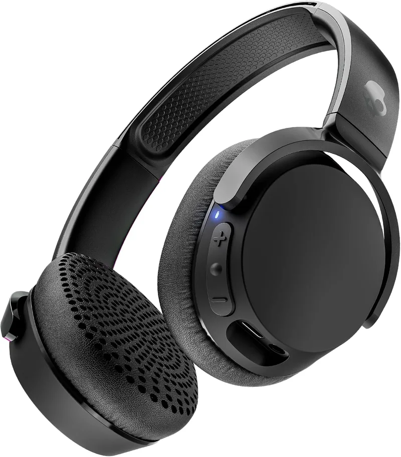 Skullcandy ▫️ Auscultadores sem fios Riff 2 On-Ear, 34 horas de autonomia, microfone, compatíveis com iPhone, Android e dispositivos Bluetooth - Preto