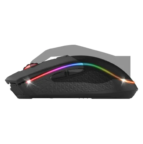 Spirit Of Gamer ▫️ Pro M9, Rato sem fios simétrico para jogos, 6 botões programáveis, sensor ótico de 4200 dpi, 6 efeitos de retroiluminação RGB personalizáveis, rato ergonómico recarregável para jogos 4