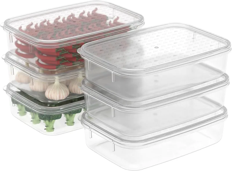 Cetomo ▫️ 1,1 L*6 Recipientes para congelamento e conservação de alimentos, recipientes para frigorífico com tampa, adequados para congelador, frigorífico e micro-ondas, plástico sem BPA, transparentes, 1,1 L - Conjunto de 6