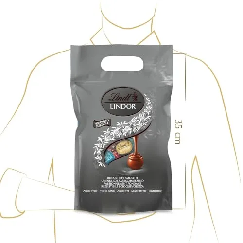 Lindt ▫️ Chocolates LINDOR – 1 kg, chocolate de leite, chocolate preto 70%, chocolate duplo, caramelo salgado, recheio de chocolate cremoso, sortido de chocolates 3
