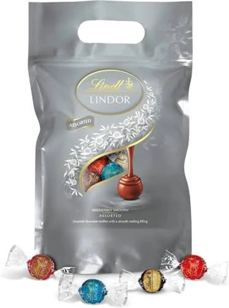 Lindt ▫️ Chocolates LINDOR – 1 kg, chocolate de leite, chocolate preto 70%, chocolate duplo, caramelo salgado, recheio de chocolate cremoso, sortido de chocolates