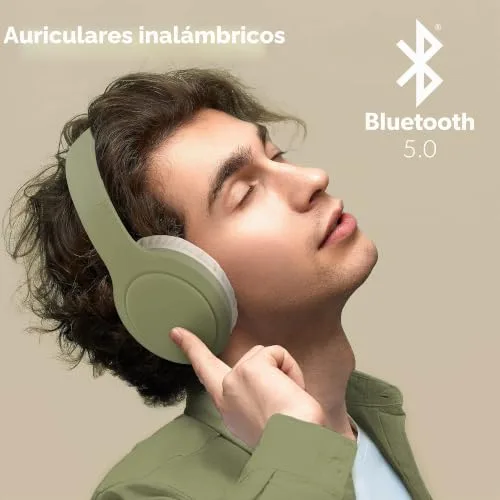T'nB ▫️ Tonality, Auscultadores sem fios dobráveis com redução passiva de ruído, com ligação Bluetooth, som estéreo com microfone incorporado, autonomia de até 30 horas – Verde 2
