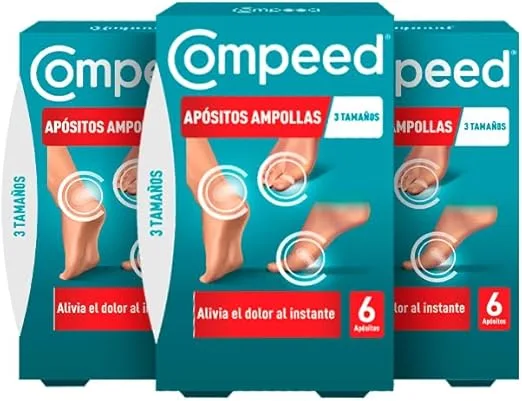 Compeed ▫️ Conjunto de bolhas, penso hidrocolóide, embalagem 3 x 6 unidades.