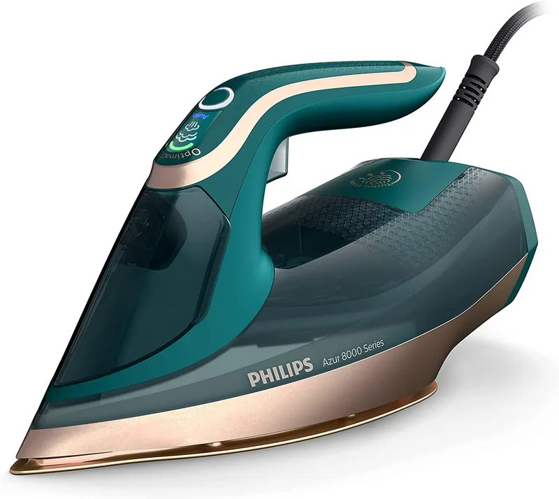 PHILIPS ▫️ Azur Série 8000 Ferro a Vapor - 70 g/min de vapor contínuo, 240 g de jato de vapor turbo, 3000 W de potência, tecnologia OptimalTEMP, verde-opalo (DST8030/70)