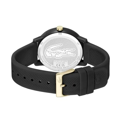 Lacoste ▫️ .12.12 Coleção 2011444 - Relógio analógico para homem, com bracelete preta em silicone e borracha 3
