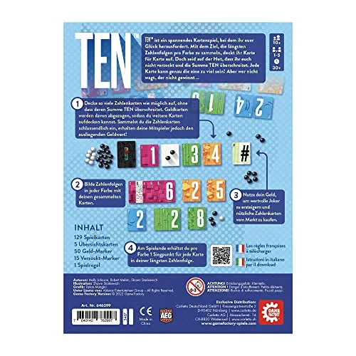 Game Factory ▫️ 646299 Ten, Jogo de Cartas, Jogo para a Família, de 1 a 5 jogadores, a partir dos 10 anos 3