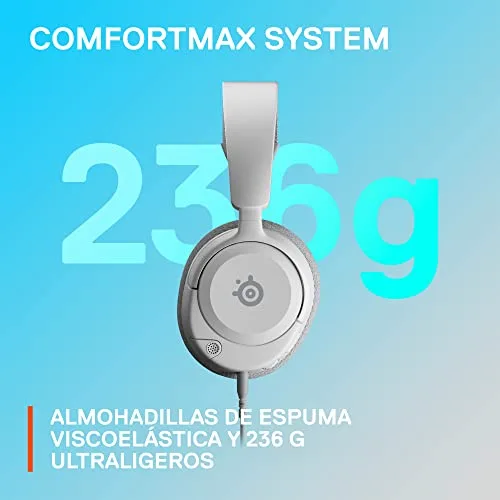SteelSeries ▫️ Arctis Nova 1P - Auscultadores com fio para PS5 e compatíveis com vários sistemas - Controladores Hi-Fi - Áudio espacial de 360° - Almofadas de espuma com memória - PS5, PS4, PC, Xbox - Branco 6