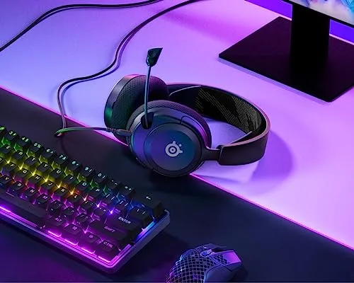 SteelSeries ▫️ Arctis Nova 1 - Auscultadores para jogos com fio, compatíveis com vários sistemas - Altifalantes Hi-Fi - Áudio espacial de 360° - Almofadas de espuma com memória - Ultraleves - PC, PS5, PS4, Xbox - Preto 2