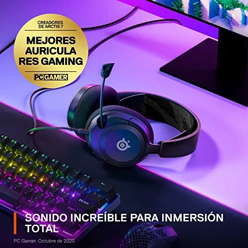 SteelSeries ▫️ Arctis Nova 1 - Auscultadores para jogos com fio, compatíveis com vários sistemas - Altifalantes Hi-Fi - Áudio espacial de 360° - Almofadas de espuma com memória - Ultraleves - PC, PS5, PS4, Xbox - Preto 5