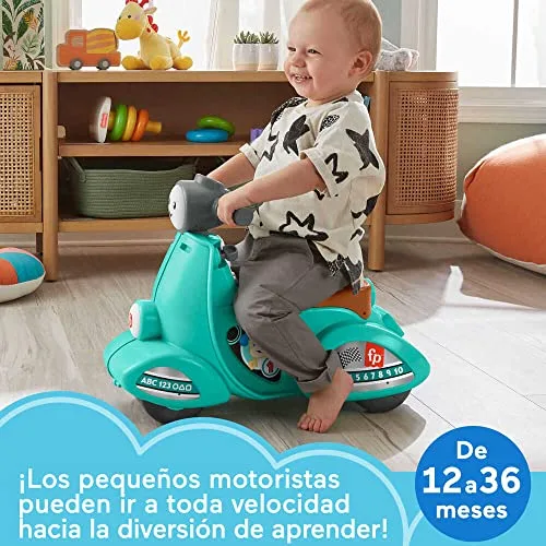 Fisher-Price ▫️ «Rie e Aprende» Moto Scooter – Brinquedo de andar com sons, para bebés a partir de 1 ano, versão em espanhol + italiano + francês + inglês + alemão + holandês (HMV76) 2
