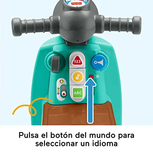 Fisher-Price ▫️ «Rie e Aprende» Moto Scooter – Brinquedo de andar com sons, para bebés a partir de 1 ano, versão em espanhol + italiano + francês + inglês + alemão + holandês (HMV76) 3