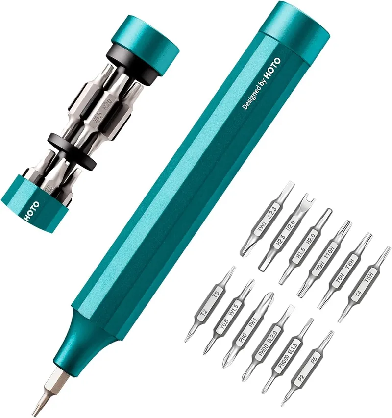 HOTO ▫️ Conjunto de Chaves de Fenda de Precisão 24 em 1 | Mini-kit com 24 pontas em aço S2, formato de caneta, para eletrónica, óculos e pulseiras, verde, presentes