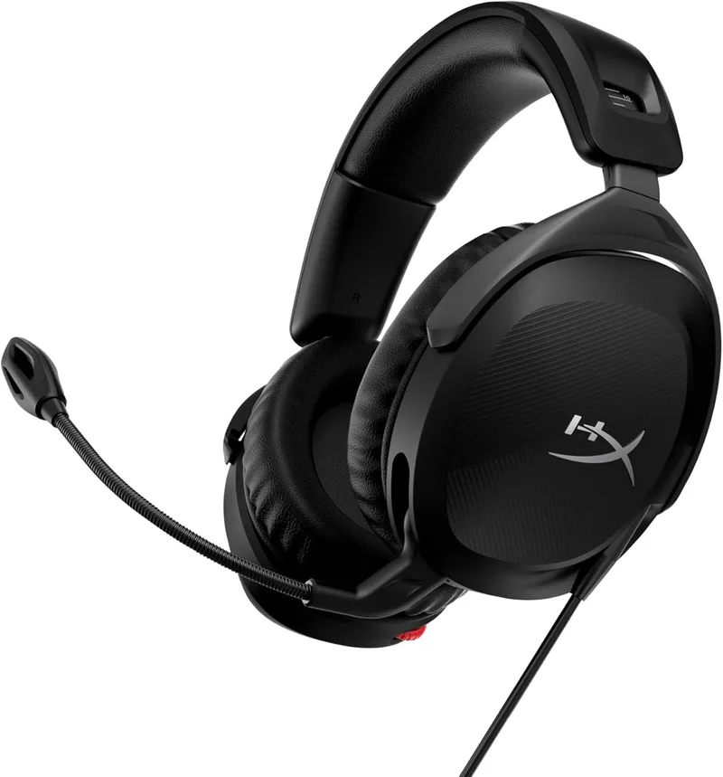 HyperX ▫️ Cloud Stinger 2, Auscultadores para jogos de PC, Drivers de 50 mm e som envolvente, rotação de 90º, 3,5 mm, microfone com cancelamento de ruído - Preto