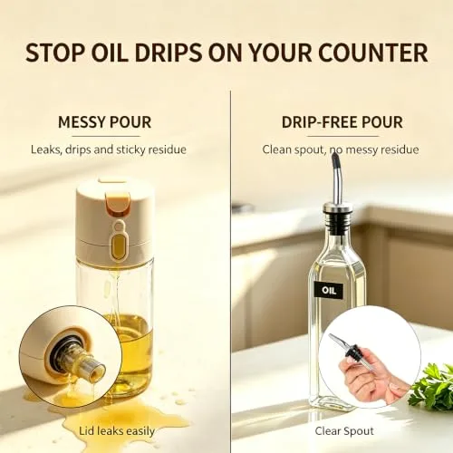Showvigor ▫️ Garrafa de óleo, kit de garrafa dispensadora de óleo e vinagre de 500 ml, 3