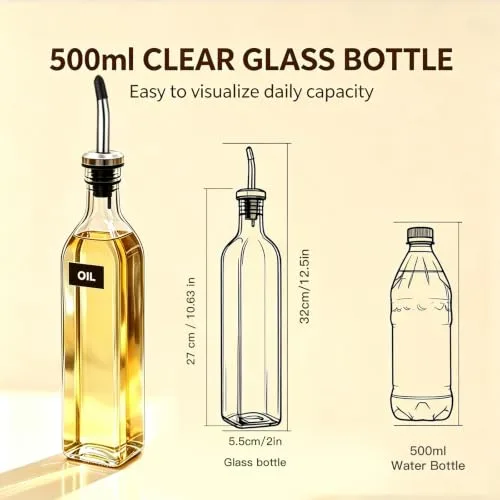 Showvigor ▫️ Garrafa de óleo, kit de garrafa dispensadora de óleo e vinagre de 500 ml, 6