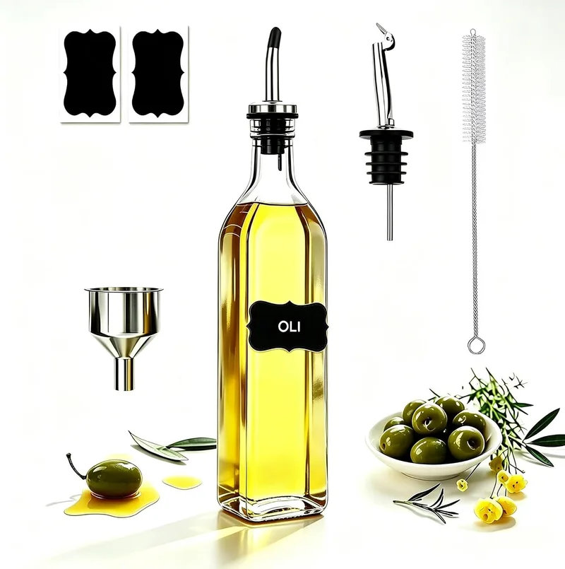 Showvigor ▫️ Garrafa de óleo, kit de garrafa dispensadora de óleo e vinagre de 500 ml,