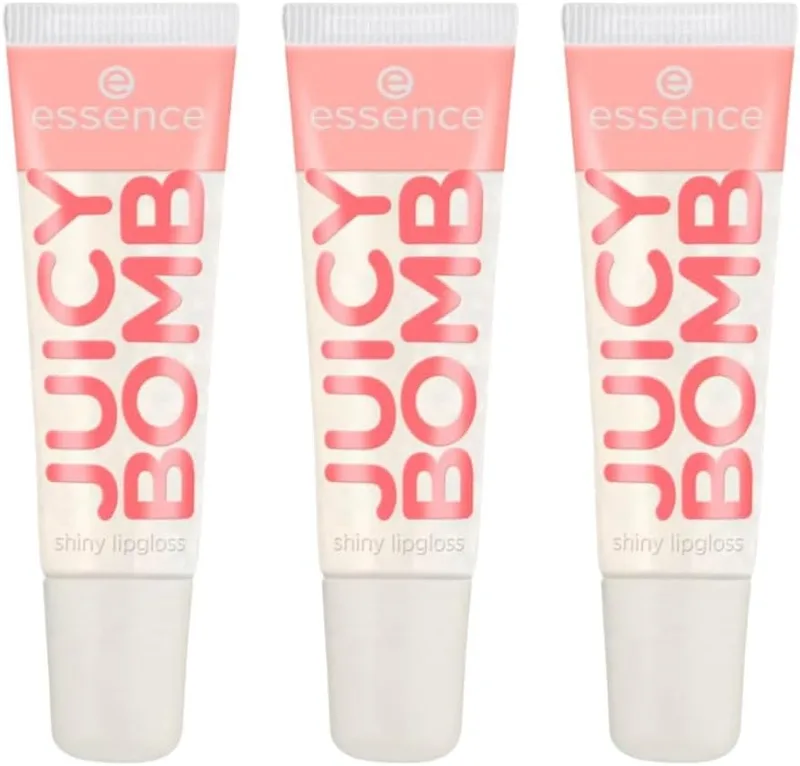 Essence Cosmetics ▫️ Essence Juicy Bomb Brilho Labial Brilhante N.º 101, Transparente, Radiante, Fresco, Vegano, Sem Álcool, Sem Parabenos, Sem Partículas de Microplástico, Embalagem de 3 (3 x 10)