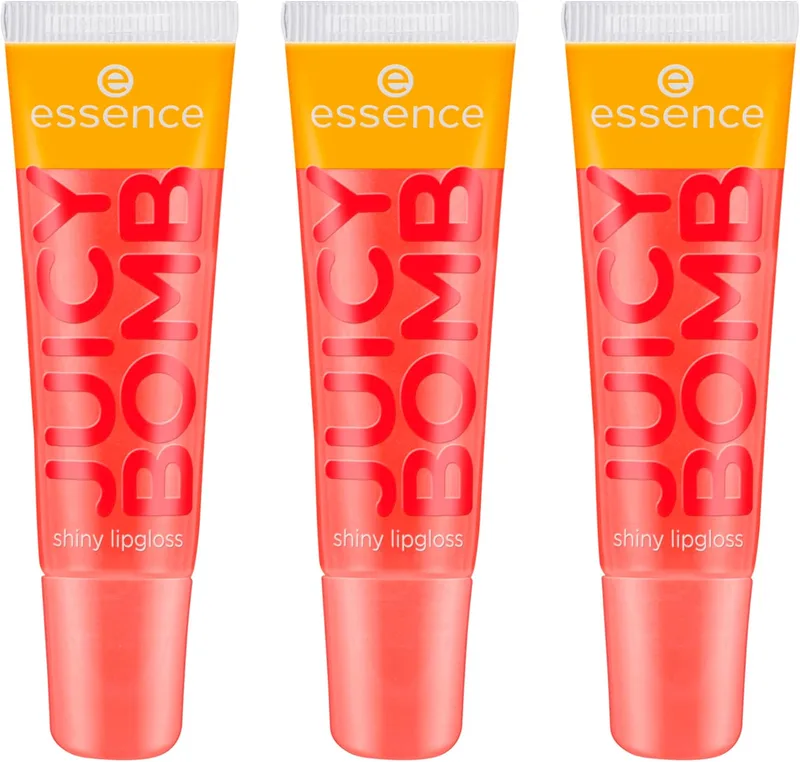 Essence Cosmetics ▫️ essence Juicy Bomb Shiny Lip Gloss n.º 103, laranja, brilhante, radiante e fresco, vegan, sem álcool, sem parabenos, sem partículas de microplástico, embalagem de 3 (3 x 10 ml)