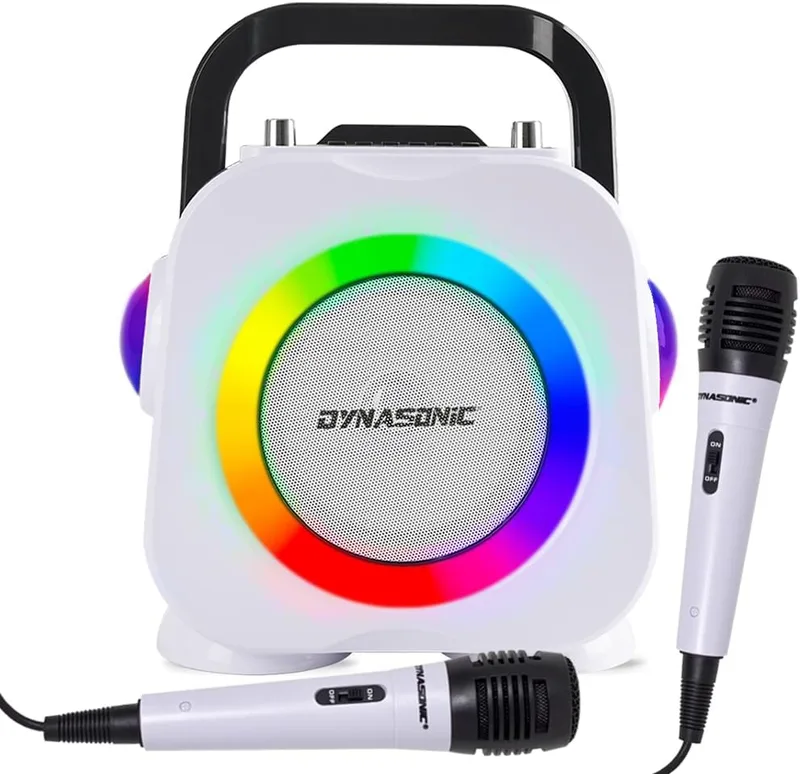 DYNASONIC ▫️ Karaoke USB com microfone, prendas originais para raparigas, coluna recarregável|leve|portátil, brinquedos para raparigas 4-13 anos (preto)