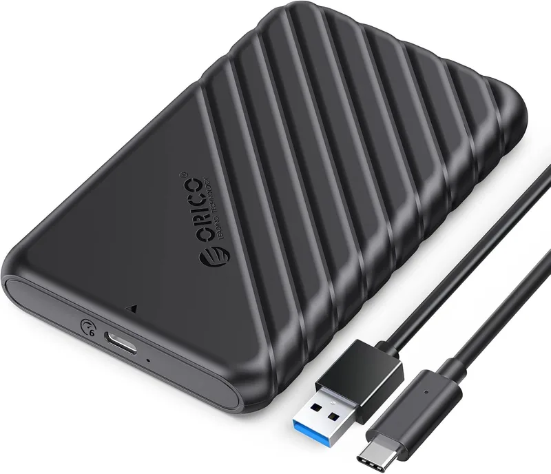 ORICO ▫️ Caixa para disco rígido de 2,5", 6 Gbps, com porta USB-C 3.1 Gen 1, compatível com HDD e SSD SATA I/II/III com 7 mm e 9,5 mm de altura, com cabo USB,Compatível com UASP e TRIM, não requer ferramentas (ABS, Preto, 25PW1-C)