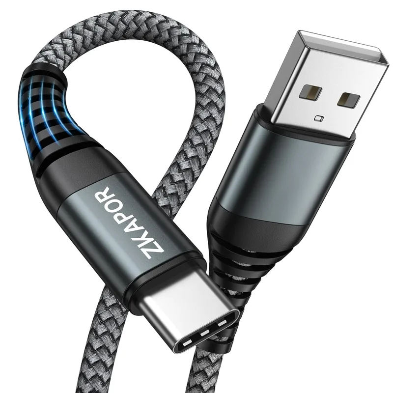 ZKAPOR ▫️ Cabo USB C 1M, Cabo USB C Carga Rápida 3A Cabo USB Tipo C Trançado em Nylon Compatível com iPhone 15/15 Pro Max, Samsung Galaxy S23/S22/S21/S10, Note 10, Huawei P40/P30, Google Pixel