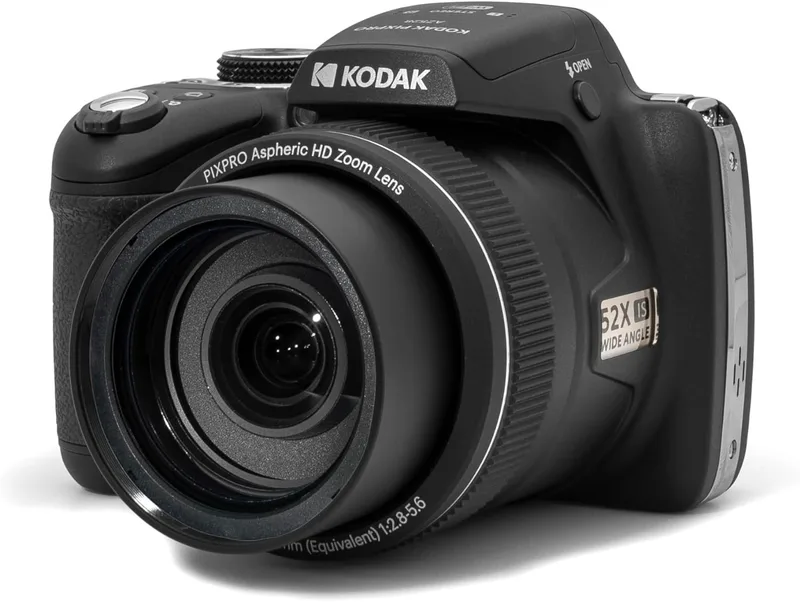 KODAK ▫️ Pixpro Astro Zoom AZ528 - Aparelho fotográfico de ponte numérica, zoom X52, grande angular de 24 mm, 16 megapixéis CMOS, LCD de 3", Wi-Fi, Rafale 6 i/s, controlo sem filtro - Noir