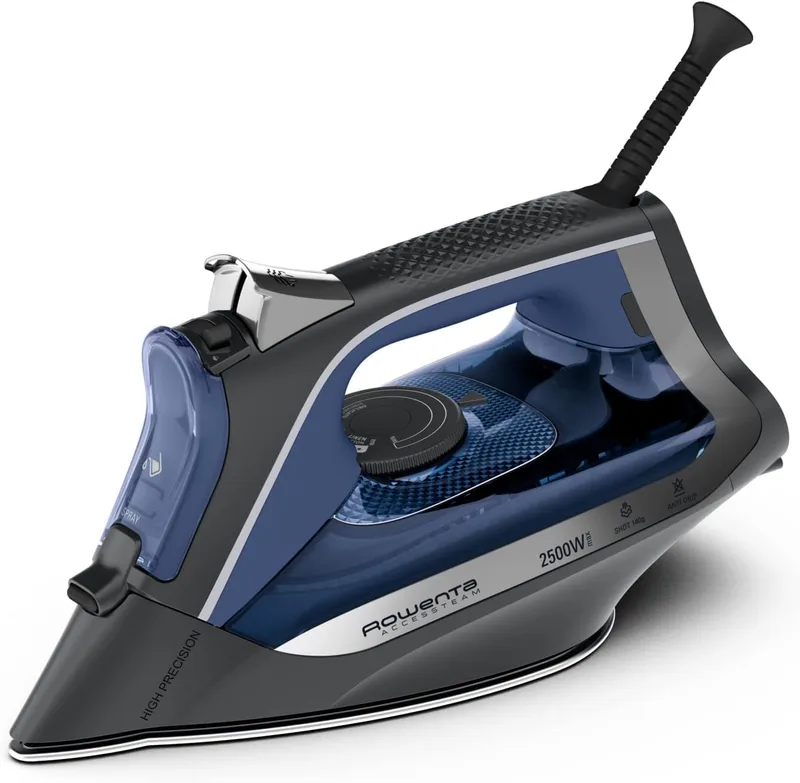 Rowenta ▫️ Access Steam - Ferro a vapor de 2500 W, jato de vapor de 140 g/min e vapor contínuo de 40 g/min, sola Microsteam 300, ponta precisa, sistema anticalcário e proteção antigotejamento, azul, DW4301