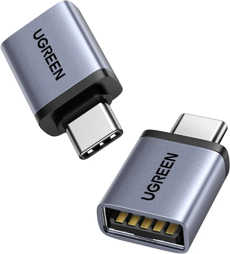 UGREEN ▫️ Adaptador USB para Tipo C 3.2 10 Gbps, 2 peças, macho para fêmea, conversor USB-C OTG Thunderbolt 3 para portáteis, compatível com iPhone 17 Pro MAX, Air, MacBook Pro, iMac, iPad, Galaxy S25, CarPlay e portáteis (Cinzento)