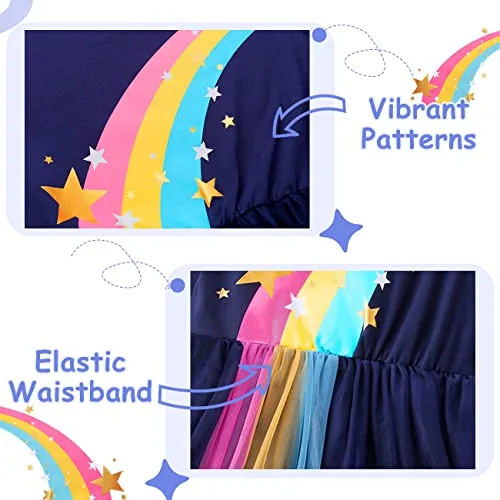 VASCHY ▫️ Vestidos para meninas, vestido de manga comprida, vestido de unicórnio, princesa, borboleta e sereia, vestidos, roupa de tule, festa de verão, vestido de festa, 2-10 anos 5